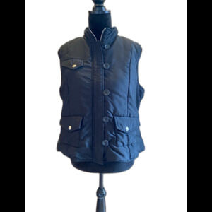 Sonoma  Vest Life & Style Puffer Size Large Multi Pocket Zipper Button Black